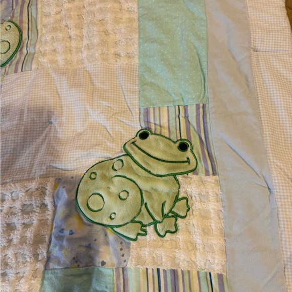 Handmade Toddler Frog Themed Reversible Quilted Texture Blanket Nursery 35 X 44 - Picture 3 of 13